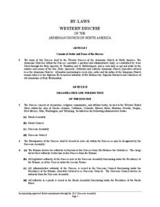 BY-LAWS WESTERN DIOCESE OF THE ARMENIAN CHURCH OF NORTH AMERICA ARTICLE I Canonical Order and Name of the Diocese