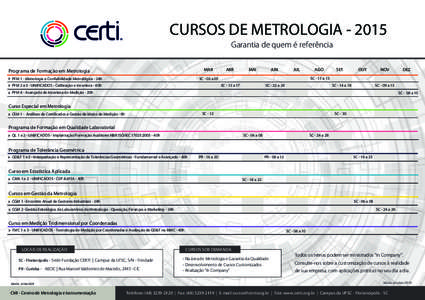 CURSOS DE METROLOGIA[removed]Garantia de quem é referência MAR  Programa de Formação em Metrologia