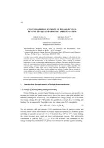 192  CONFORMATIONAL ENTROPY OF BIOMOLECULES: BEYOND THE QUASI-HARMONIC APPROXIMATION JORGE NUMATA1 
