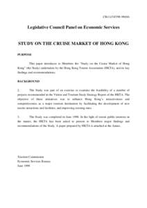 CB[removed])  Legislative Council Panel on Economic Services STUDY ON THE CRUISE MARKET OF HONG KONG PURPOSE