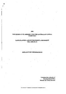 2001 THE LEGISLATIVE ASSEMBLY FOR THE AUSTRALIAN CAPITAL TERRITORY LAND (PLANNING AND ENVIRONMENT) AMENDMENT BILL[removed]No 3)