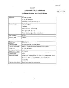 Pagel1 of3 K133477 Traditional 510(k) Summary Syncbro-Medical Toe Grip Device Submitter: