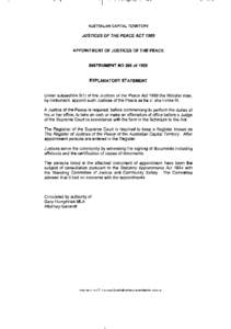 AUSTRALIAN CAPITAL TERRITORY  JUSTICES OF THE PEACE ACT 1989 APPOINTMENT OF JUSTICES OF THE PEACE