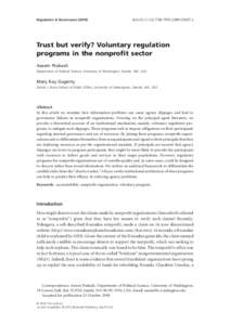 Regulation & Governance[removed]doi:[removed]j[removed]01067.x Trust but verify? Voluntary regulation programs in the nonprofit sector