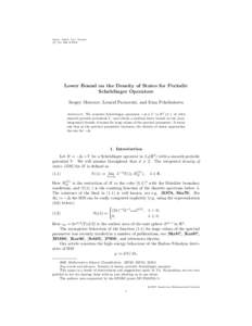 Amer. Math. Soc. Transl. (2) Vol. 00, XXXX Lower Bound on the Density of States for Periodic Schr¨ odinger Operators