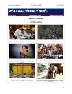 Myanmar Weekly News  7th Februaruy 2015 Vol.2 No.06
