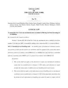 LOCAL LAWS OF THE CITY OF NEW YORK FOR THE YEAR 2011 ____________________________