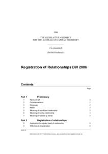 2006  THE LEGISLATIVE ASSEMBLY FOR THE AUSTRALIAN CAPITAL TERRITORY (As presented) (Mr Bill Stefaniak)