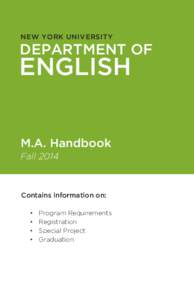 NEW YORK UNIVERSITY  DEPARTMENT OF ENGLISH M.A. Handbook