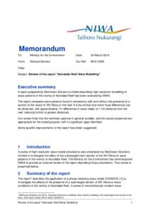 Memorandum To: Ministry for the Environment  Date: