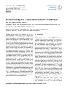 Atmos. Chem. Phys., 14, 5433–5449, 2014 www.atmos-chem-phys.net[removed]doi:[removed]acp[removed] © Author(s[removed]CC Attribution 3.0 License.  Contribution of pollen to atmospheric ice nuclei concentrations
