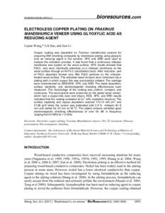 PEER-REVIEWED ARTICLE  bioresources.com ELECTROLESS COPPER PLATING ON FRAXINUS MANDSHURICA VENEER USING GLYOXYLIC ACID AS