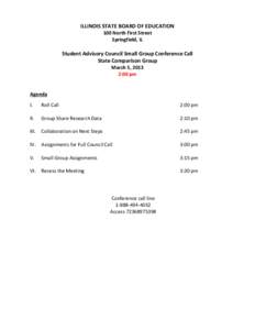 Student Advisory Council Meeting Agenda - March 5, 2013
