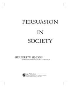 PERSUASION IN SOCIETY HERBERT W. SIMONS  with JOANNE MORREALE and BRUCE GRONBECK