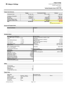 College of DuPage Facilities Planning and Construction Monthly Progress Report JulyTechnical Education Center (TEC) # 728