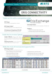 Performance Stability Connectivity Time to market  ERIS CONNECTIVITY Trade on Eris with a competitive edge RTD Tango Ultra-low latency and algorithmic solution