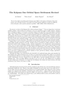 The Kalpana One Orbital Space Settlement Revised Al Globus∗ Nitin Arora†  Ankur Bajoria‡