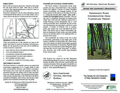 DIRECTIONS From I-393 in Concord, take Exit 2. Turn R on East Side Dr. and travel about 0.8 miles. Then turn L on Portsmouth St. The unpaved parking area is about 0.5 miles on L, at the bottom of the hill. From I-93, tak