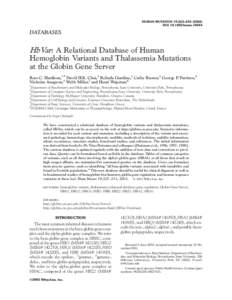 HUMAN MUTATION 19:225[removed]DOI[removed]humu[removed]DATABASES  HbVar: A Relational Database of Human