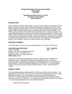 Microsoft Word - TMDL - LAKE ERIE LUNA PIER BEACH - E. coli - FINAL APPROVE…