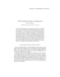 Published in J. ALGORITHMS 8, The NP-Completeness Column: An Ongoing Guide DAVID S. JOHNSON AT&T Bell Laboratories, Murray Hill, New Jersey 07974