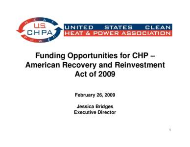 Funding Opportunities for CHP – American Recovery and Reinvestment Act of 2009