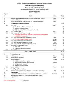 Greater Vancouver Regional Steering Committee on Homelessness  Constituency Table Meeting March 13, 2014 8:30 am – 12:30 pm 5945 Kathleen, Burnaby – 10th Floor Conference Centre