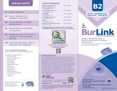 BURLINK ROUTES  Contact Information BurLink Customer Service		  Information, Questions,