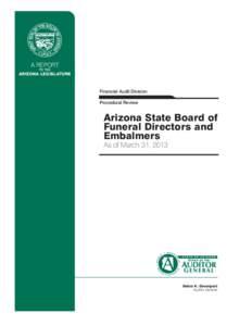 A REPORT TO THE ARIZONA LEGISLATURE  Financial Audit Division