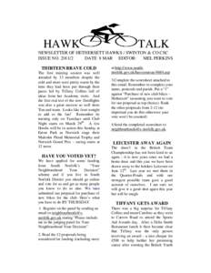 HAWK  TALK NEWSLETTER OF HETHERSETT HAWKS / SWINTON & CO CSC ISSUE NO[removed]