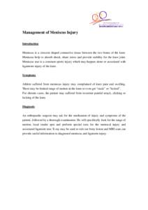 Management of Meniscus Injury