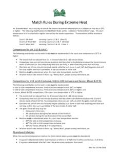 Match Rules During Extreme Heat An “Extreme Heat” day is any day on which the forecast maximum temperature at as 8:00am on that day is 32⁰C or higher. The following modifications to DBA Match Rules will be invoked 