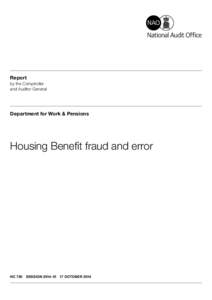 Report by the Comptroller and Auditor General Department for Work & Pensions