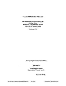 Websites / Mexican Revolution / Frank Tannenbaum / Alan Knight / John Womack / Historiography / John Henry Coatsworth / Mexico / American Revolution / Americas / Latin America / Latin American Network Information Center