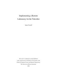 Implementing a Remote Laboratory for the Telerobot James Newell