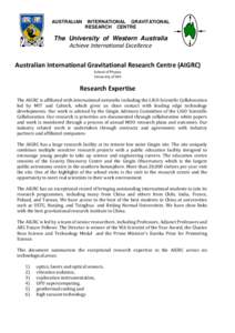 AUSTRALIAN  INTERNATIONAL GRAVITATIONAL RESEARCH CENTRE  The University of Western Australia