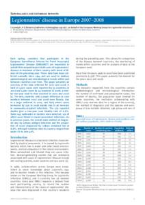 Surveillance and outbreak reports  Legionnaires’ disease in Europe 2007–2008 C A Joseph1, K D Ricketts ([removed])1, on behalf of the European Working Group for Legionella Infections2 1.	 Respirat