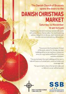 The Danish Church of Brussels opens the doors to the DANISH CHRISTMAS MARKET Saturday 22 November