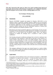 1Final  1The views expressed in this report are those of an expert working group and do not 2necessarily represent those of the European Commission or the Competent Authorities. 3Only the European Court of Justice can gi