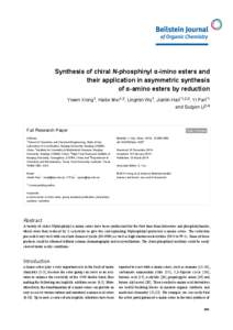 Synthesis of chiral N-phosphinyl α-imino esters and their application in asymmetric synthesis of α-amino esters by reduction