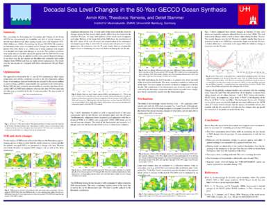 Decadal Sea Level Changes in the 50-Year GECCO Ocean Synthesis ¨ Theodoros Yemenis, and Detlef Stammer Armin Kohl, ¨ Hamburg, Germany Institut fur ¨ Meereskunde, ZMAW, Universitat