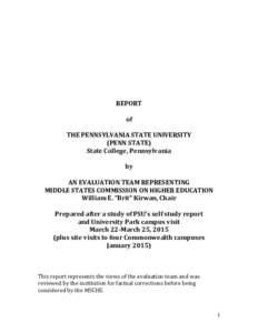 REPORT of THE PENNSYLVANIA STATE UNIVERSITY (PENN STATE) State College, Pennsylvania by