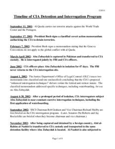 Timeline of CIA Detention and Interrogation Program