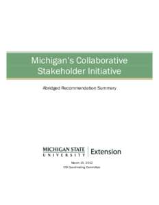 Michigan’s Collaborative Stakeholder Initiative