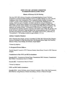 Minutes of the February 18, 2011, Meeting of the Joint CFTC-SEC Advisory Committee on Emerging Regulatory Issues