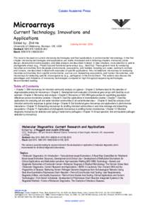 Caister Academic Press  Microarrays Current Technology, Innovations and Applications