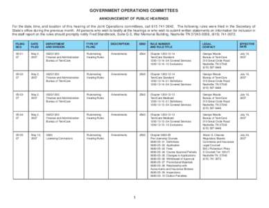 Decision theory / Rulemaking / TennCare / Nashville /  Tennessee / Politics of the United States / United States administrative law / Administrative law / Tennessee