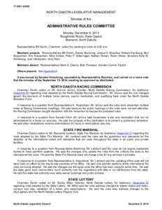 [removed]NORTH DAKOTA LEGISLATIVE MANAGEMENT Minutes of the  ADMINISTRATIVE RULES COMMITTEE