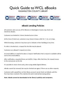 Quick Guide to WCL eBooks WASHINGTON COUNTY LIBRARY      