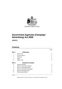 Australian Capital Territory  Government Agencies (Campaign Advertising) Act 2009 A2009-55